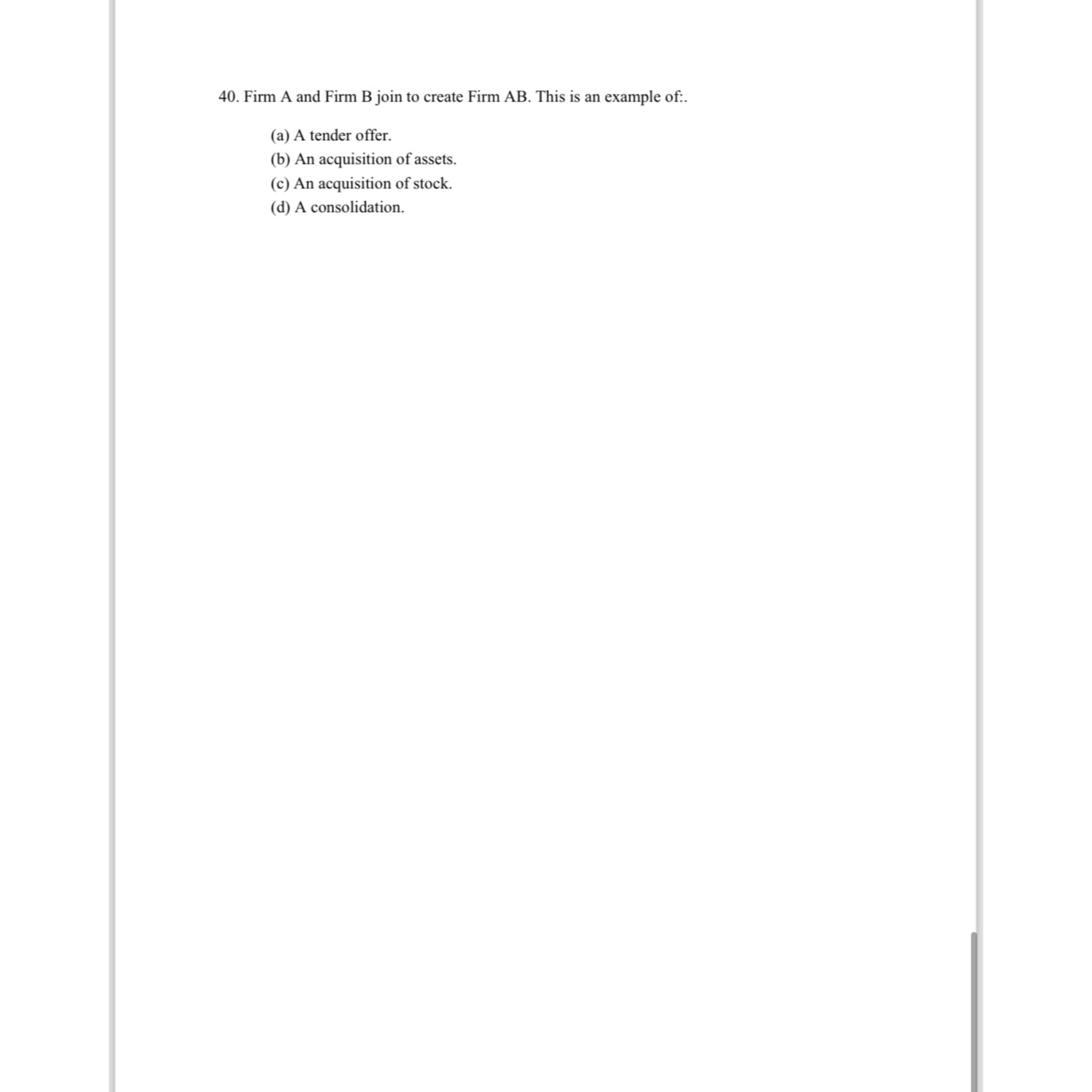  MBA (FT) DATE:10/01/2024 MULTIPLE CHOICE QUESTION (TOTAL MARKS: 20) The complete