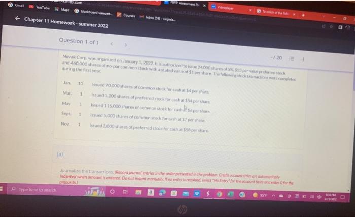  # Gmail YouTube Maps Chapter 11 Homework-summer 2022 wiley.com Type here