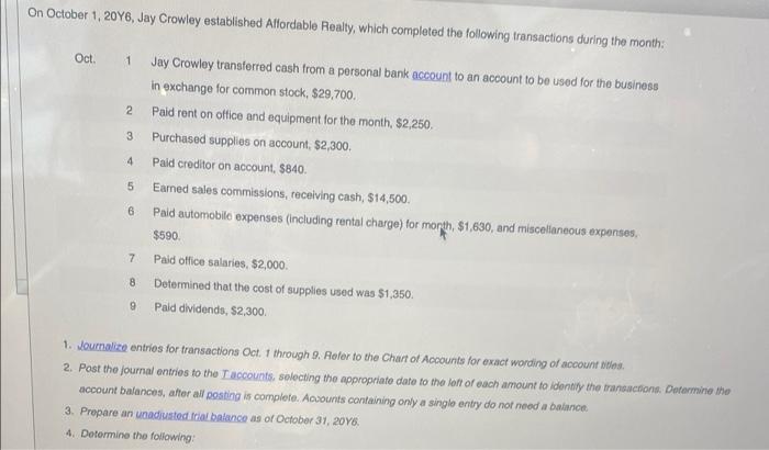 i need help with 1 through 5 plz On October 1, 20Y6,