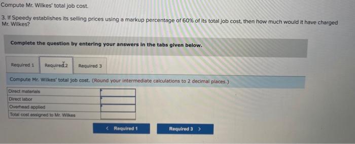 job-order costing system. The company's direct materials consist of replacement parts installed