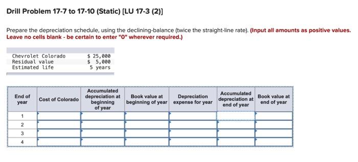 please help Drill Problem 17-7 to 17-10 (Static) [LU 17-3 (2)] Prepare