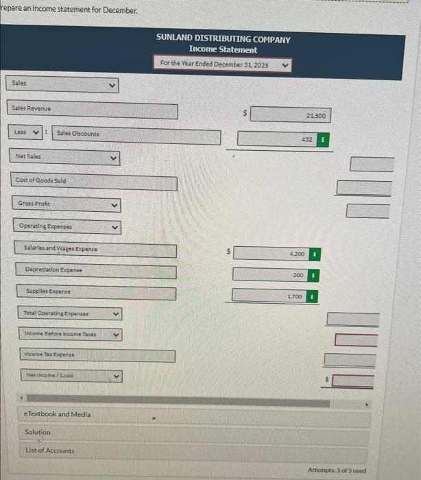=a Prepare a retained earnings statement for December. Prepare a classified balance