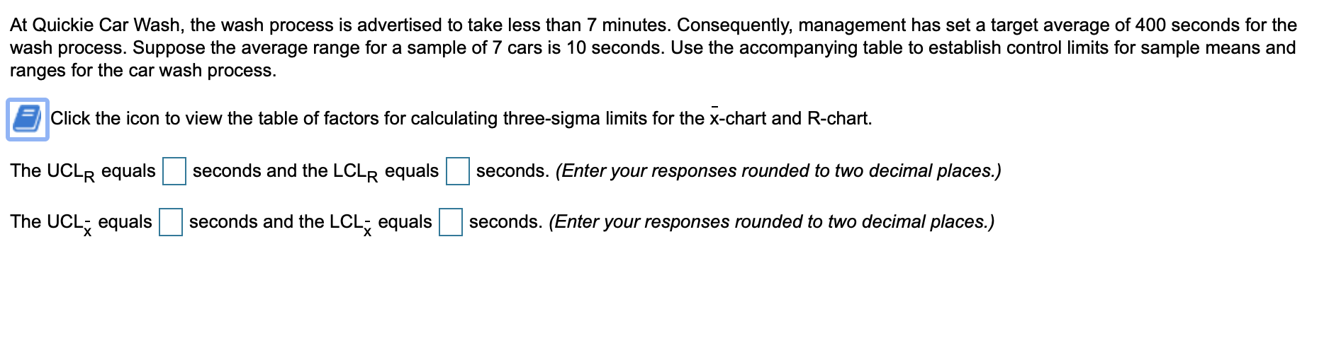 of Sample Factor for UCL and LCL Factor for LCL for Factor