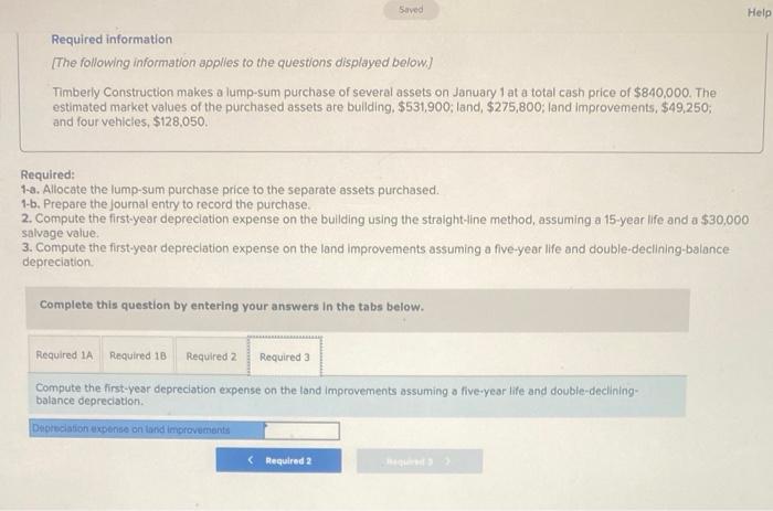 at a total cash price of $840,000. The estimated market values of