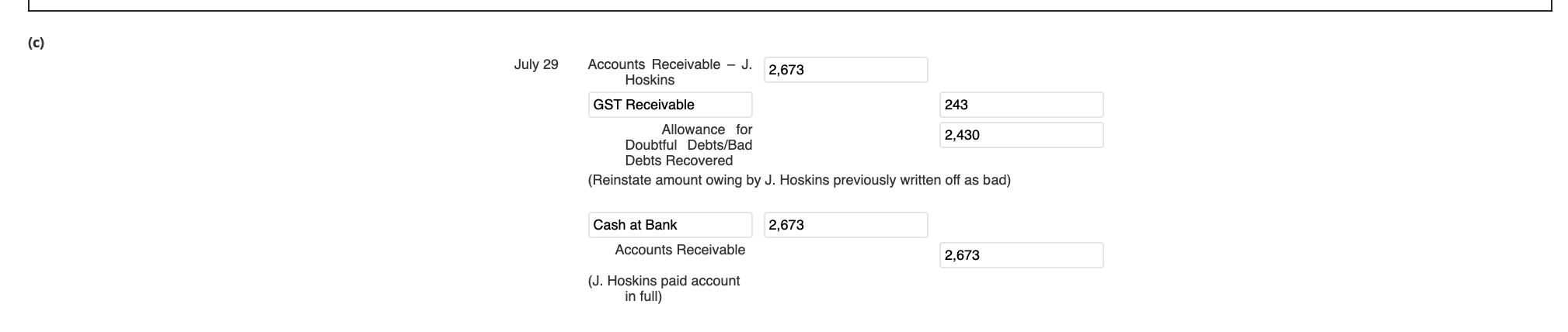 June, Samuels & Co Advisors had balances in the Accounts Receivable and
