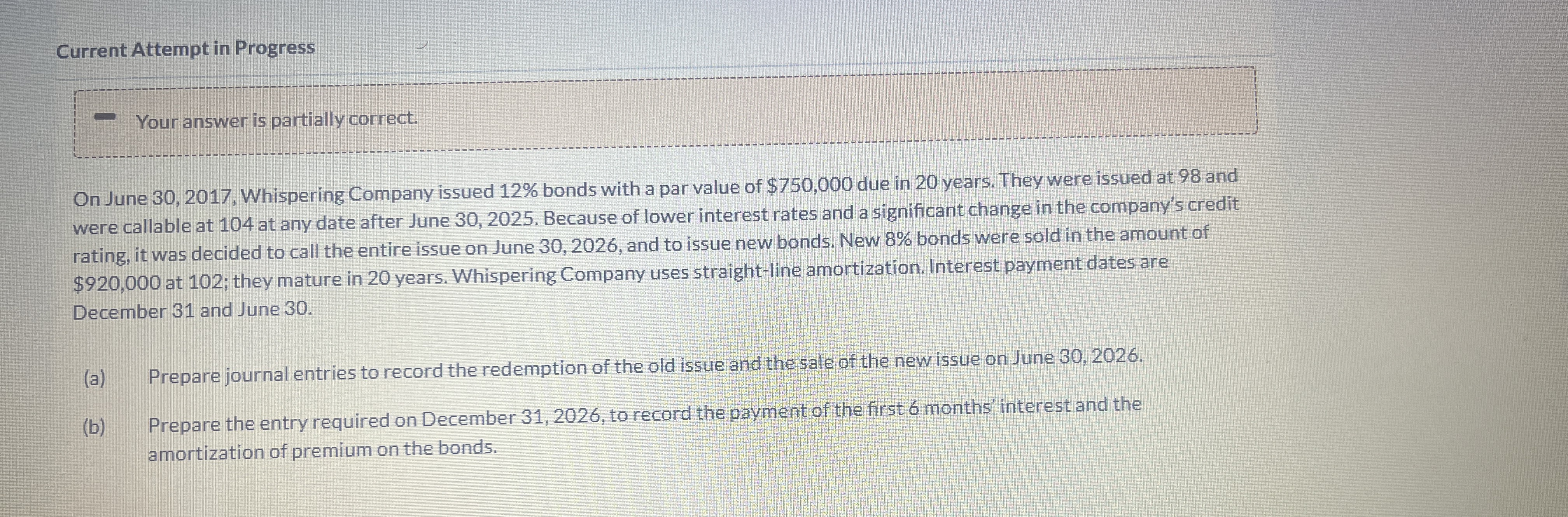  Current Attempt in Progress Your answer is partially correct. On June