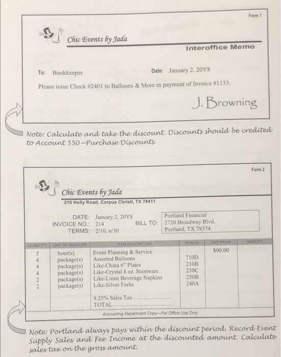 BUSINESS FORMS This booklet of the practice set contains the busi Date