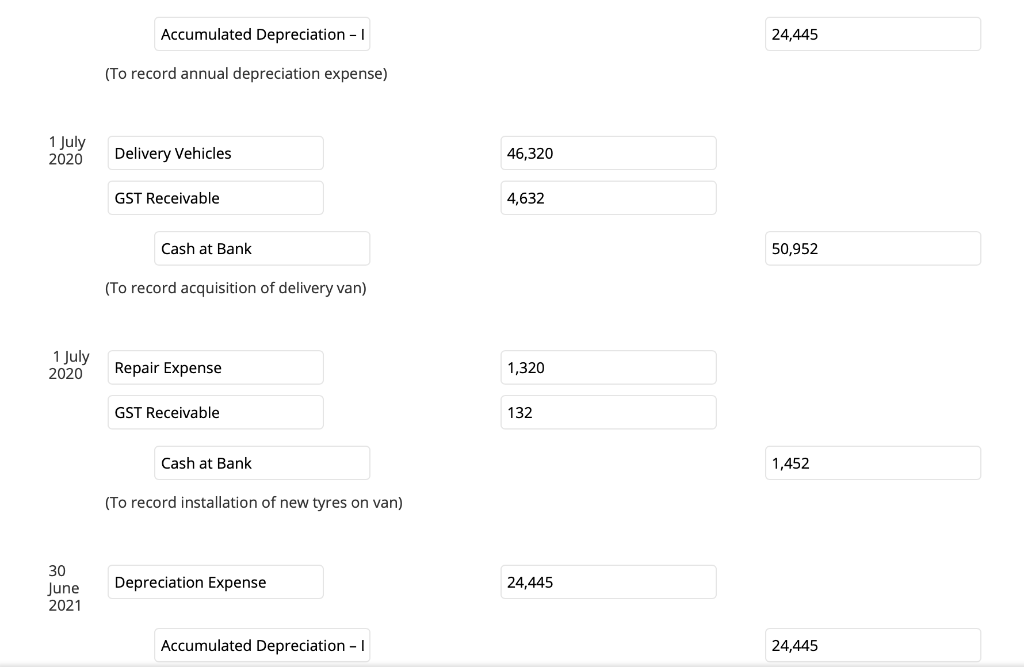 value of $5,000 and useful life of 4 years) and uses the