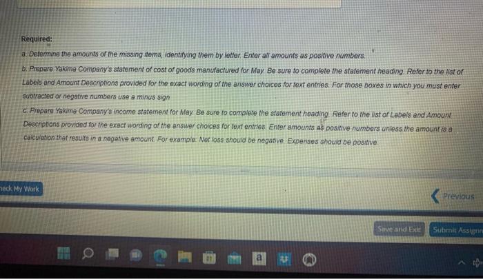 inventory, May 1 3 Materials inventory, May 31 4 Materials purchased s