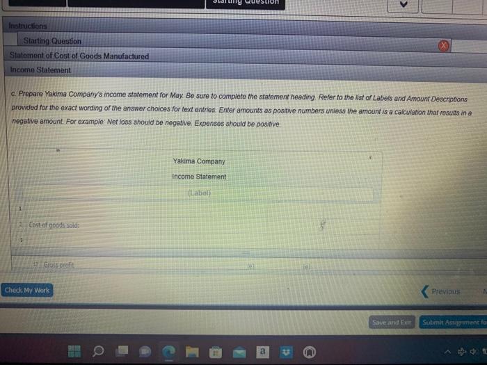 in process inventory, May 1 11 Work in process inventory, May 31