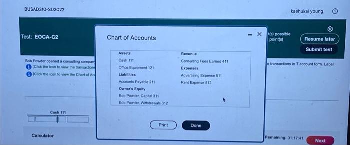 the icon to view the Chart of Ar Accounts) Question 1 of