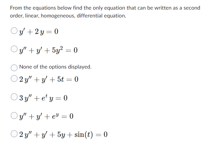  From the equations below find the only equation that can be