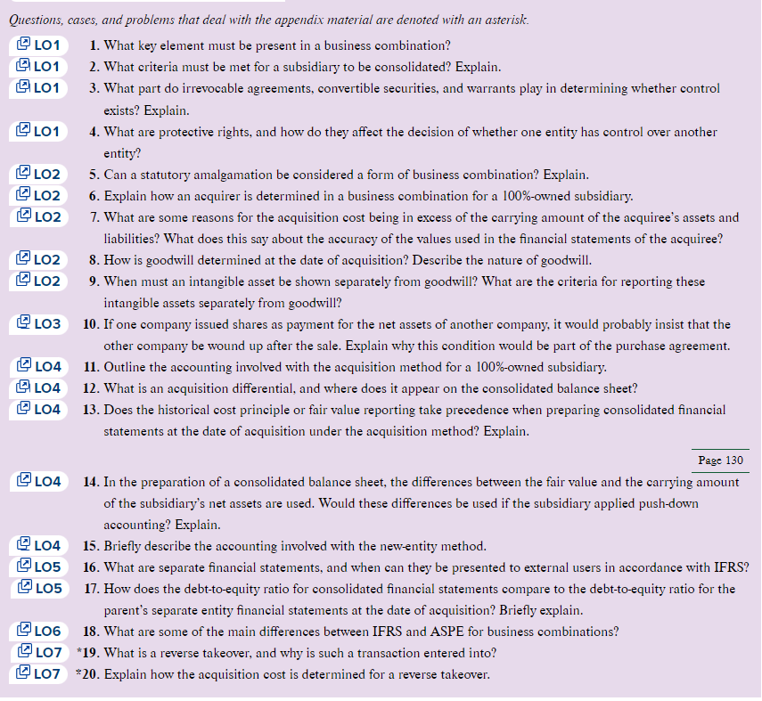  Questions, cases, and problems that deal with the appendix material are