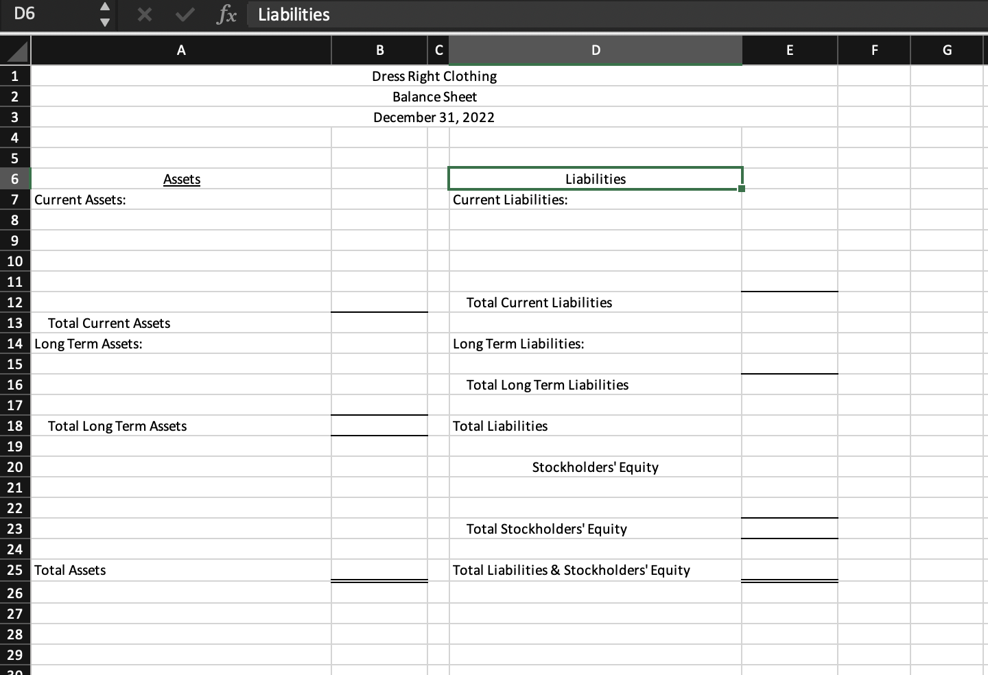 Project 3 Excel file. You must follow the correct format of the