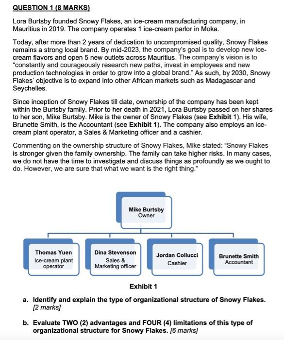  please answer the whole question with detailed answer QUESTION 1 (8