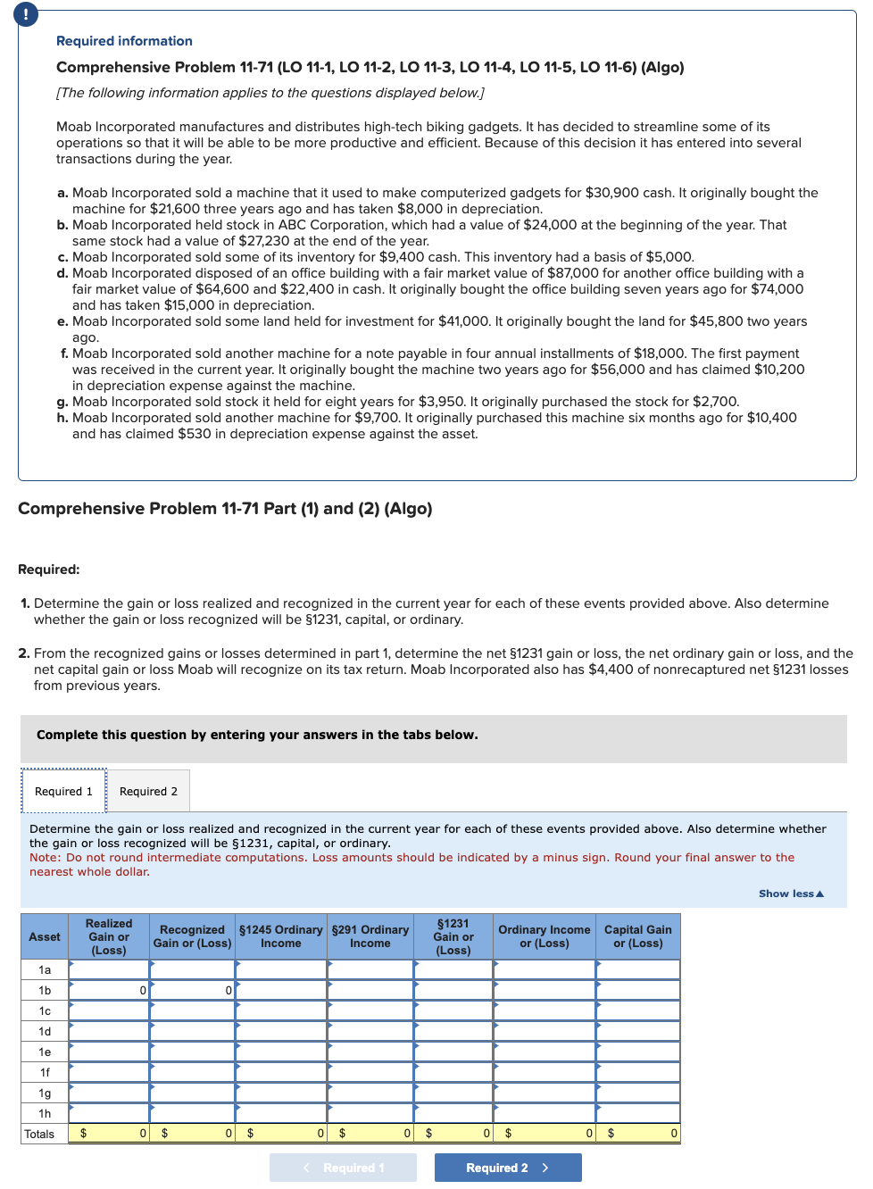  Required information Comprehensive Problem 11-71(LO 11-1, LO 11-2, LO 11-3, LO