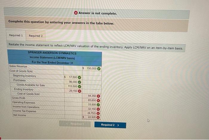 statements dated December 31. The company reported its inventory using the LIFO