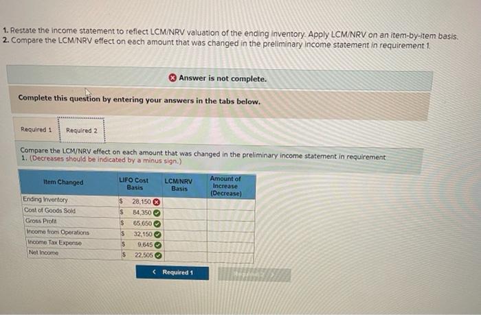 inventory costing method but did not compare the cost of its ending