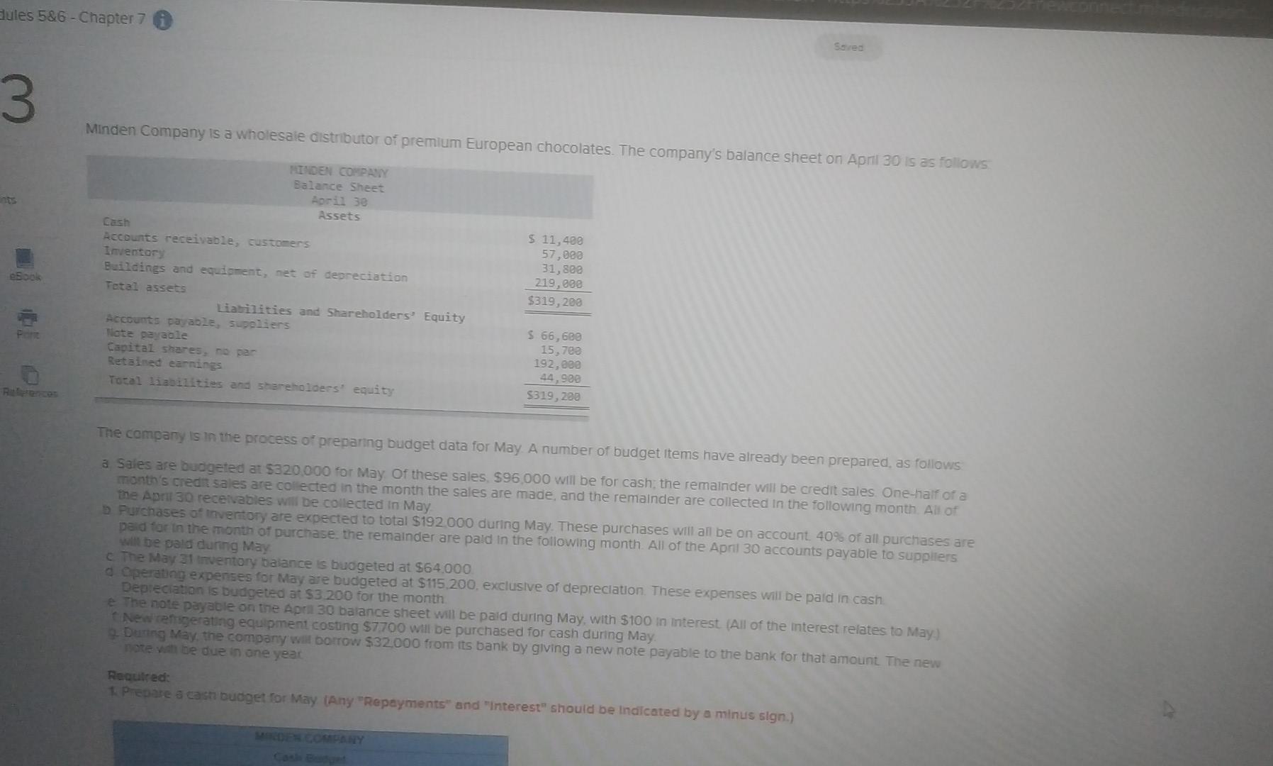 Accounting question Bules 5&6 - Chapter 7 Sred 3 Minden Company