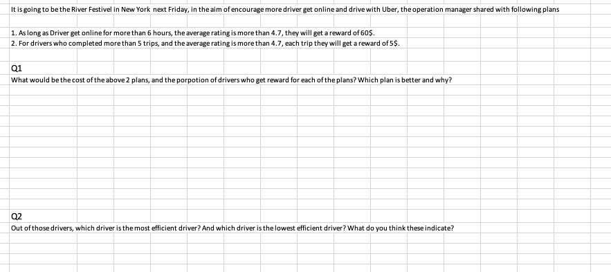 Solve Q1 and Q2 using excel It is going to be the