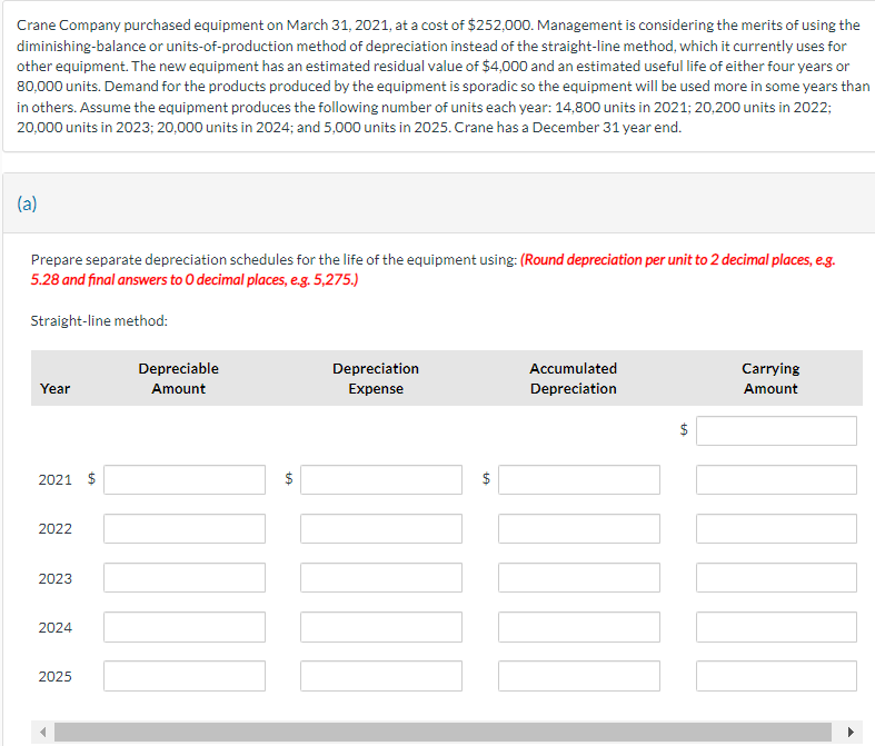I need help to show the steps for this question. Thanks Crane