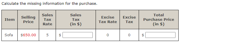 determine the sales tax (in $) and calculate the total purchase price