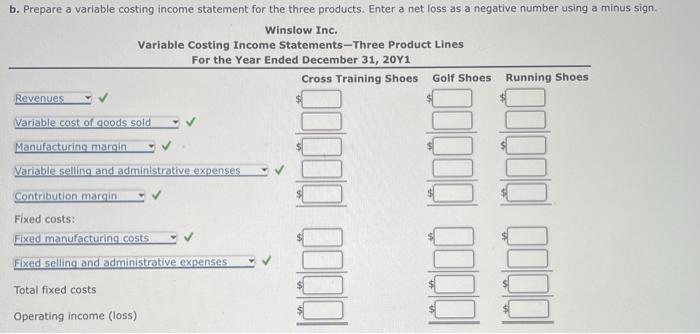 manufactures and sells three types of shoes. The income statements prepared under