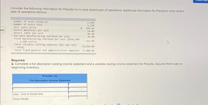 pls put answers in format where its clearly stated Consider the following