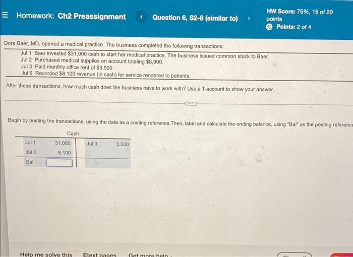 help me find the bal pls Homework: Ch2 Preassignment Question 6, S2-8