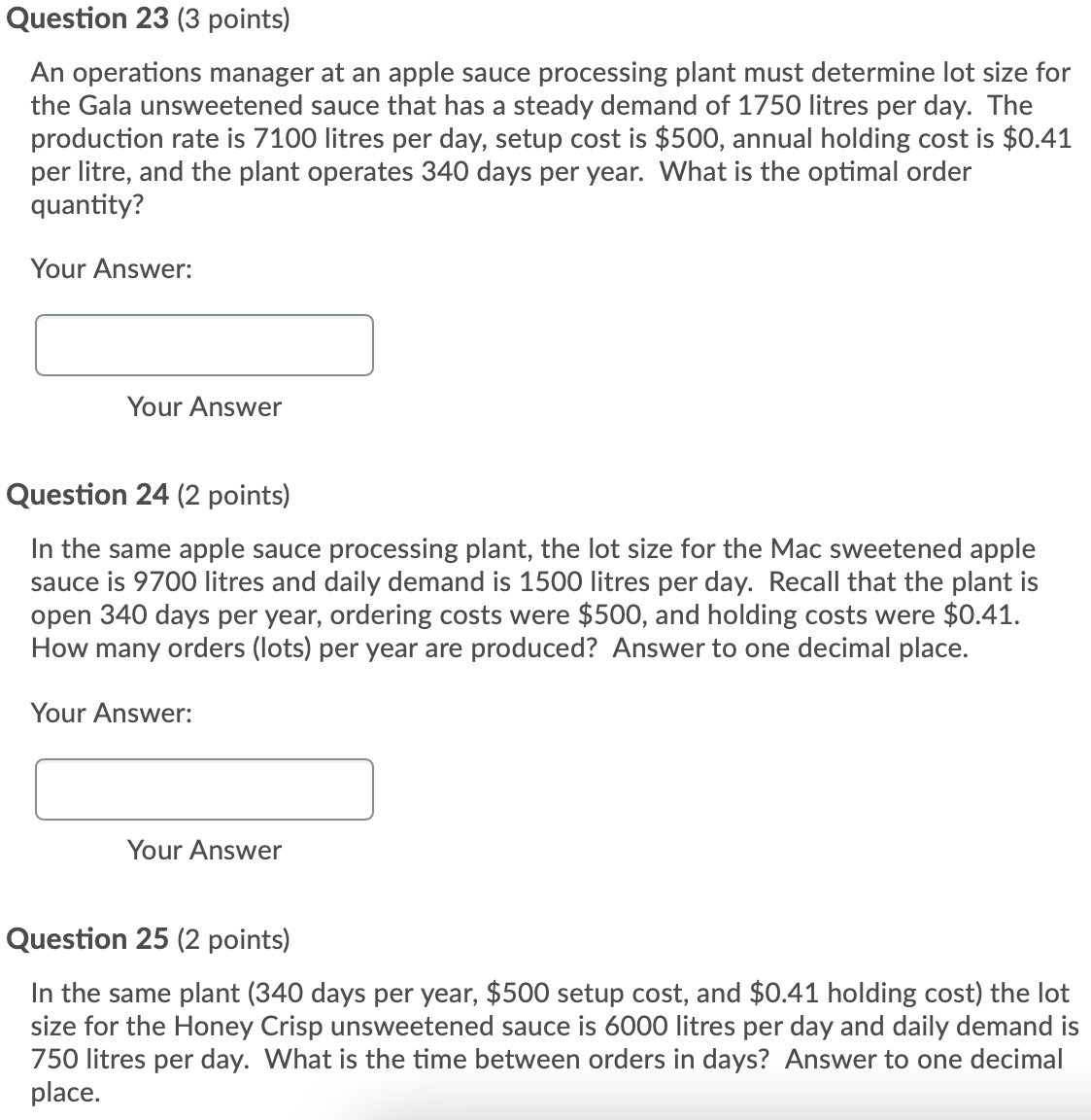 Thanks for the help Question 23 (3 points] An operations manager at