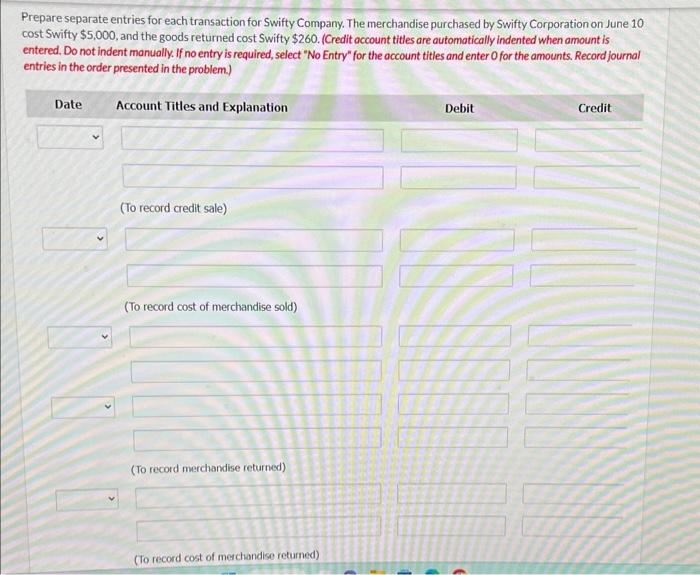 April 8, returned $3,900 of merchandise to Flounder Company. 5. On April