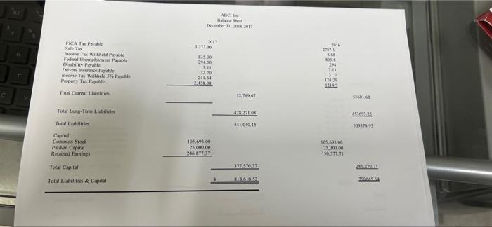 Merchandise Inventory Total Current Assets Property and Equipment Furniture and Fixtures Equipment