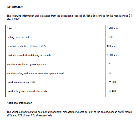 Use the information given below to prepare the Income Statement for March