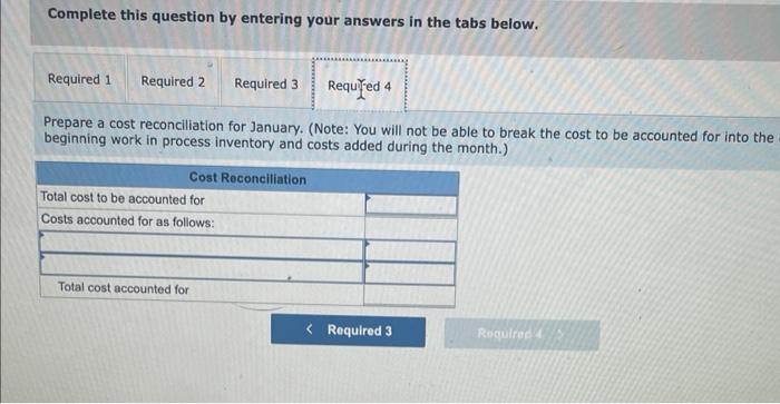 work in process Inventory and the costs added during January amounted to
