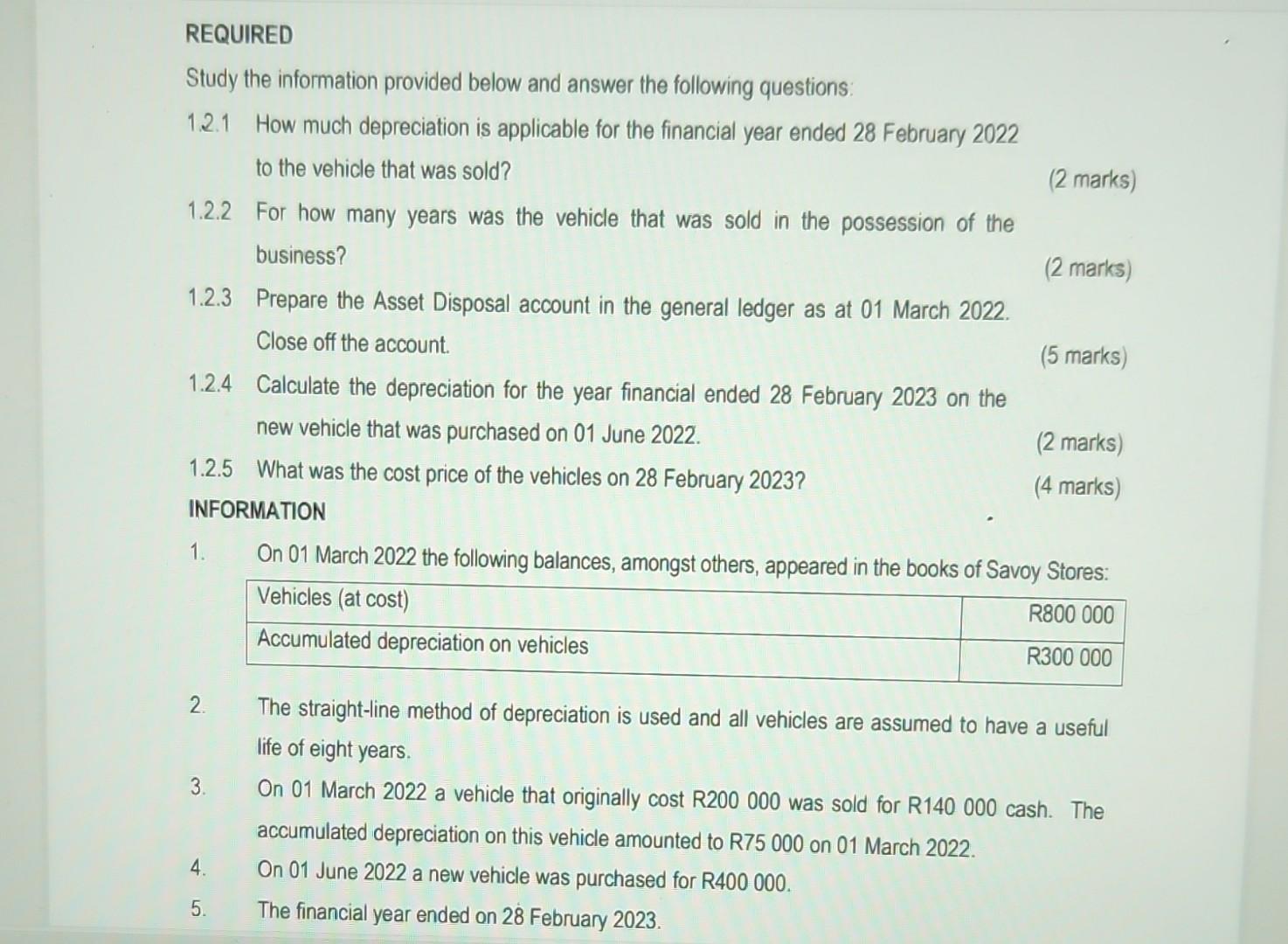  Study the information provided below and answer the following questions: 12.1