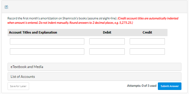 value at 0.5% per month is $1,247 ). Shamrock expects the probable