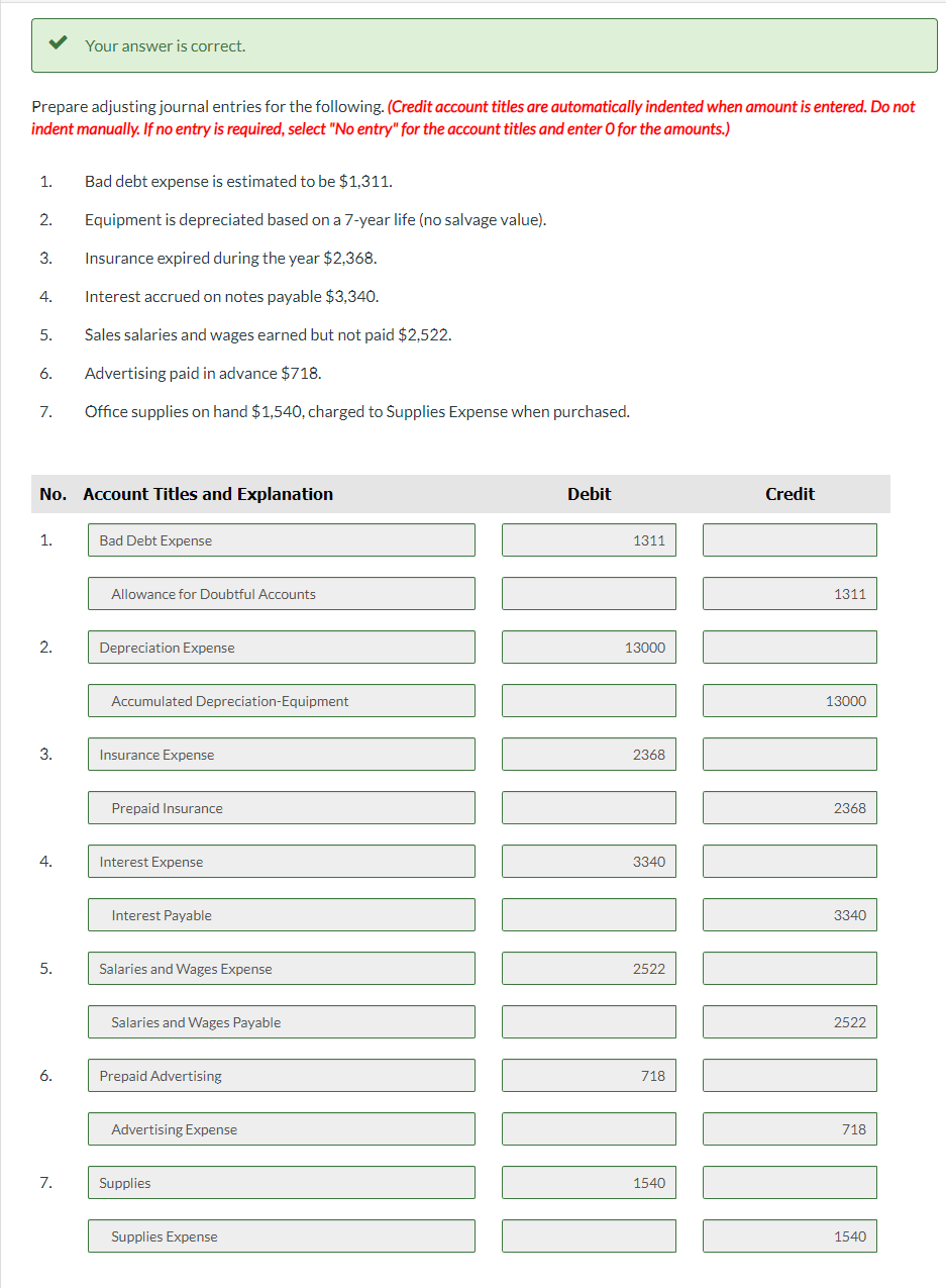 Can someone help with closing entry for this question? Your answer is