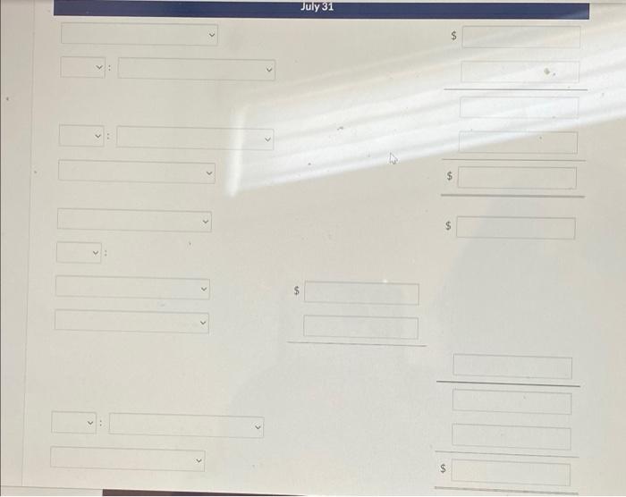 Video Company: 1 2 3. 4. Cash balance per bank, July 31,