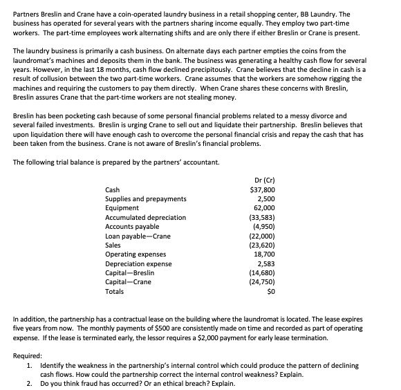 Could y'all explain the answer not just answer it please! Partners Breslin