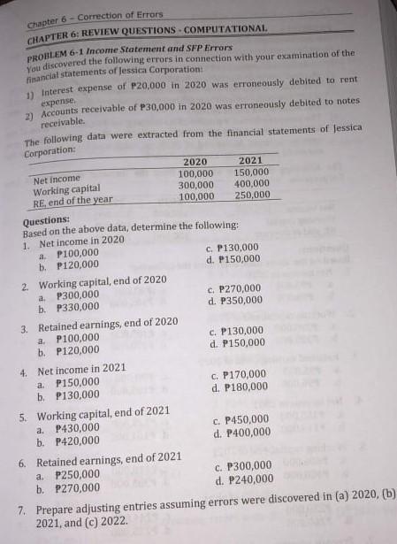  Answer the following and give solutions in each number. Chapter 6