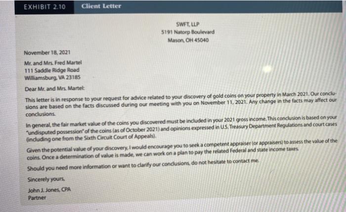 file and a client letter (see pages 2-27 to 2-28). Be sure