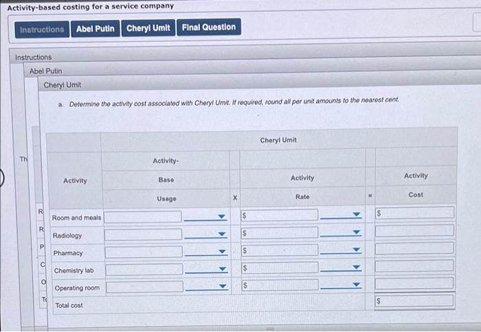 in thr blank options are shown within the photo. Activity-based costing for