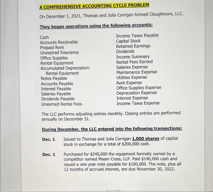please do on excel with seperate worksheet tabs thank you! A COMPREHENSIVE