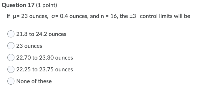 mean and standard deviation for a process for which we have a