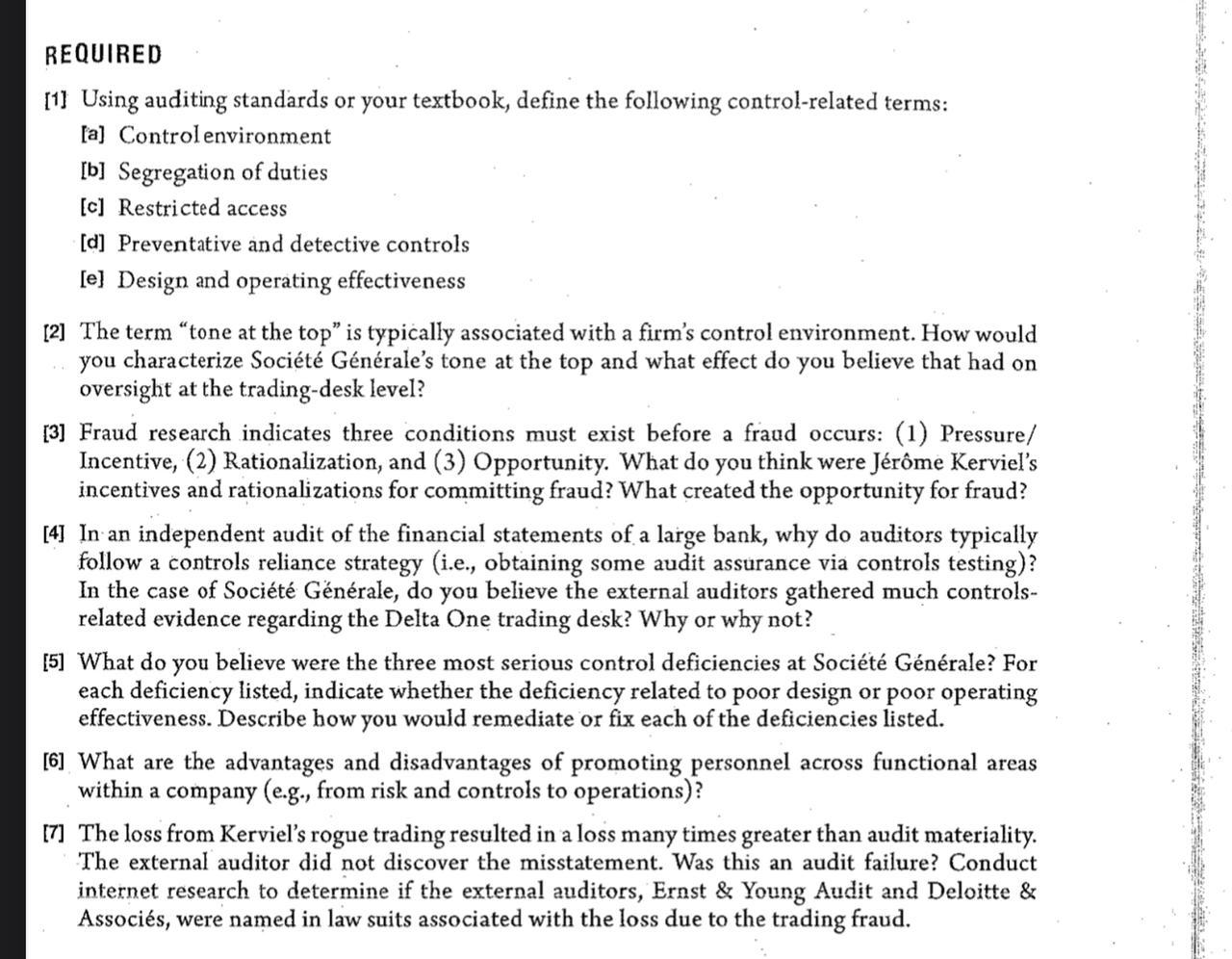Questions 4&5 REQUIRED [1] Using auditing standards or your textbook, define the
