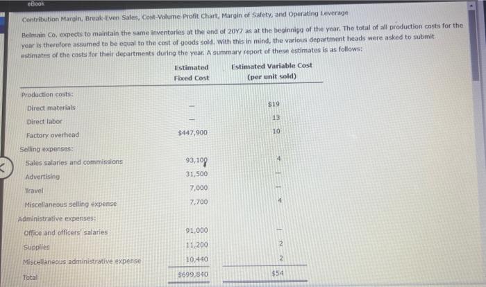  kindly help me solve this question. Contribution Maroin, Break-kven Sales, Cost-volume-profit