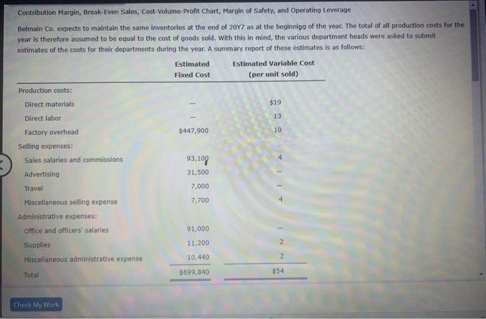 chart, Margin of Safety, and Operating Leverage Beimain Co, expects to maintain