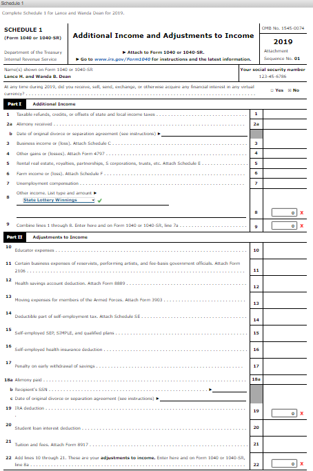above please. Note: This problem is for the 2019 tax year. Lance