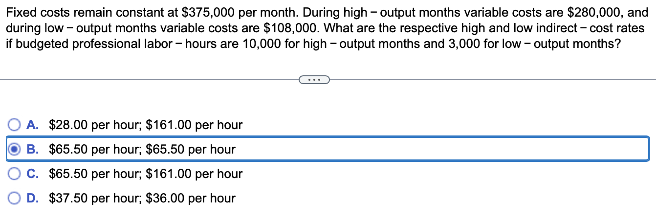 Please answer all Fixed costs remain constant at $375,000 per month. During