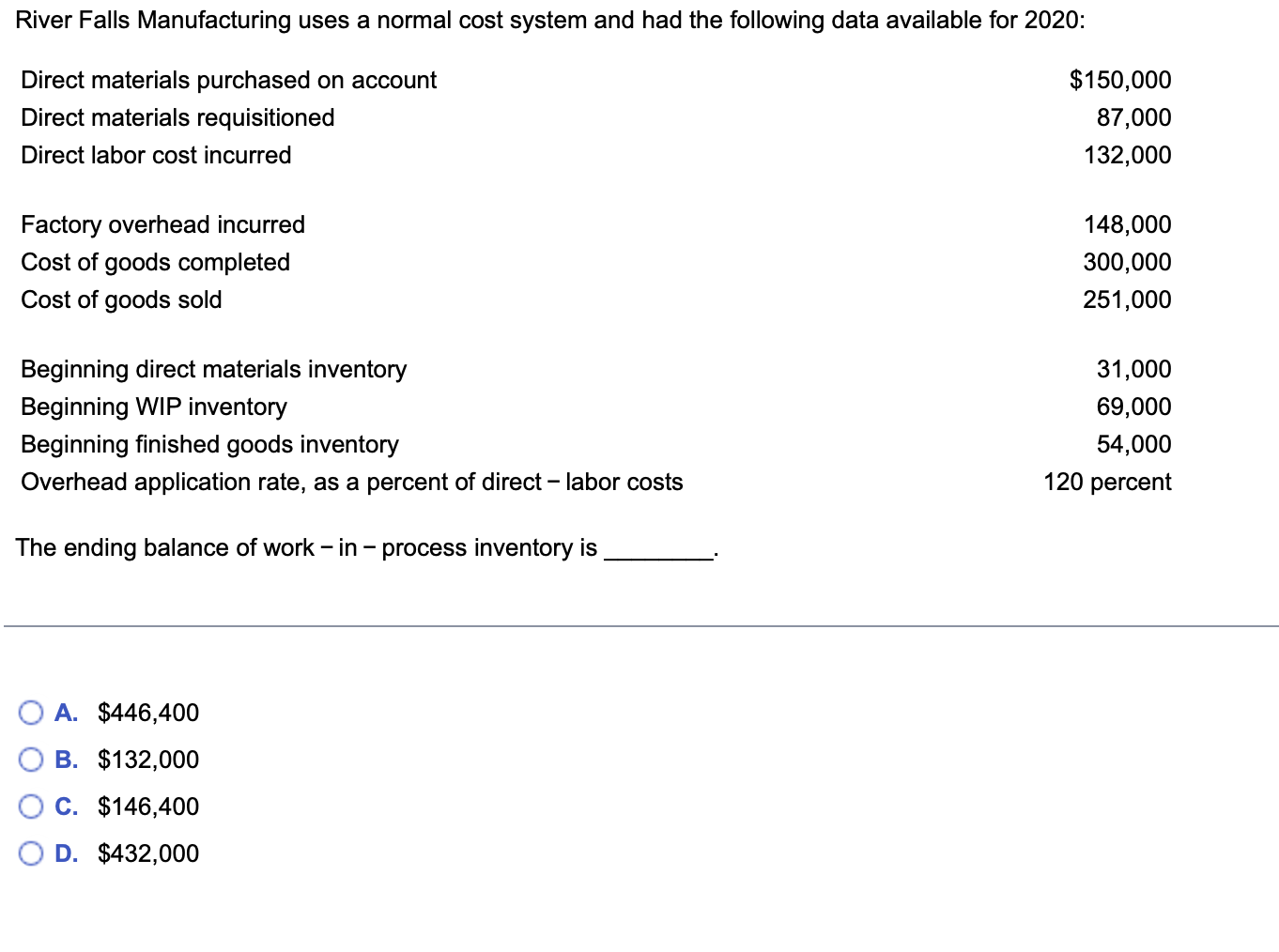 sales revenue, $110,000 of variable costs, and $50,000 of fixed costs. (Round